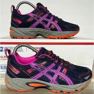 ASICS Gel-Venture 5 Navy Pink Orange Running Shoes Womens 7 comfy cute walking